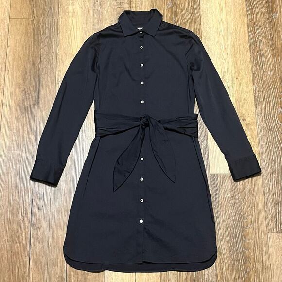 Untuckit Angelina Shirt Dress Womens 2 MIDI Black Cotton Stretch Business Travel - Picture 3 of 8